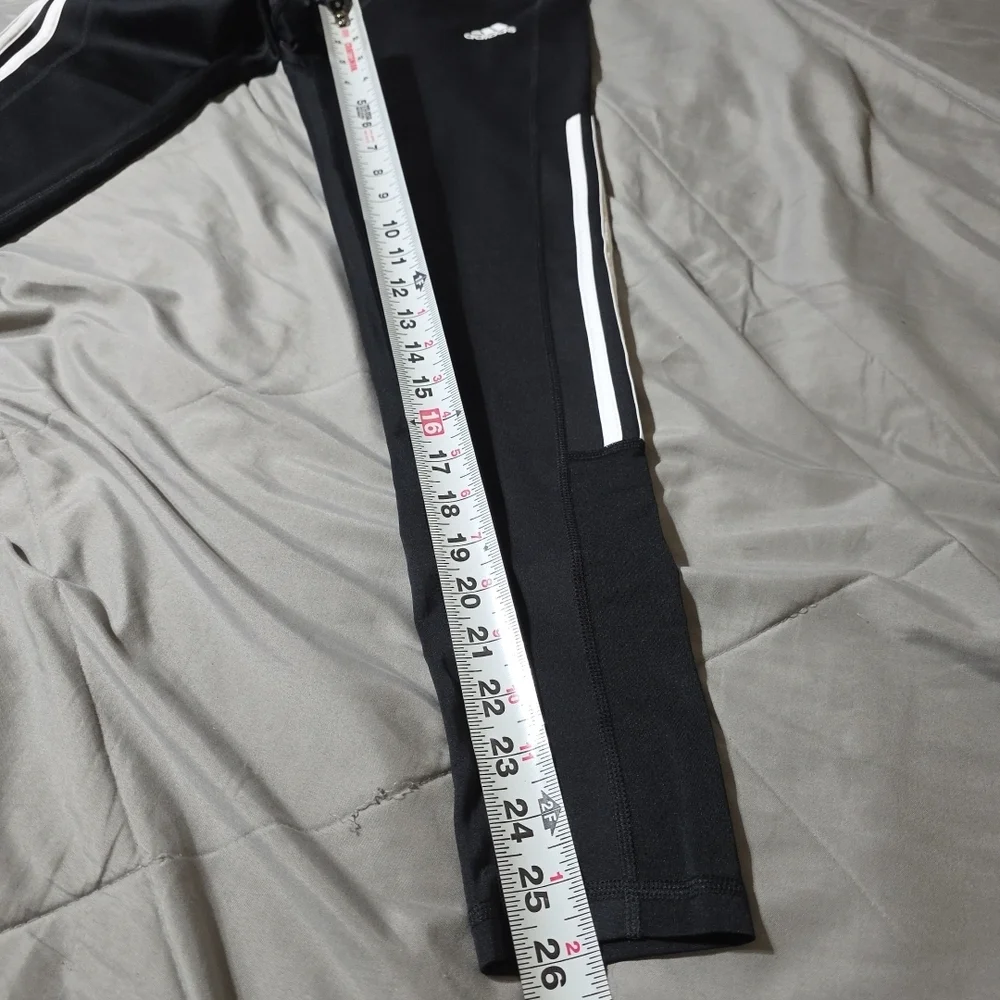 Adidas Leggings Women's Black Primegreen Aeroready Three Stripes Pocket Gym M - Picture 6 of 10